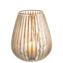 Lykt i glass med gullstriper medium