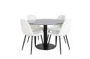 Venture Home Estelle Spisegruppe 106 cm Rund med 4 Polar Stoler Sort