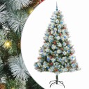 vidaXL Kunstig juletre Grønn og hvit 240 cm PVC og Metall og Plast