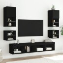  Veggmontert nattbord med LED-lys svart 8721012256996