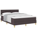  Box Spring Seng med Madrass Mørk Brun 140x190 cm Stoff