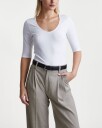 Filippa K Cotton Stretch Scoop Neck Top - White - XL