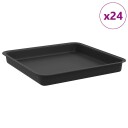 vidaXL Firkantet Blomsterbrett 24 pcs Svart 18 x 18 x 2 cm Plast