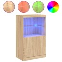 vidaXL Skjenk med LED-lys sonoma eik 60,5x37x100 cm