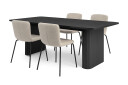 Bark Kopparbo Spisebord 180 240 cm Uttrekkbart med 4 Katy Spisestoler   Svart / Greige Bouclé / Metallben Svart