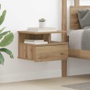  Flytende Nattbord 2 stk Håndlaget Eik 40x31x27 cm Konstruert Tre