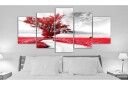 Bilde Tree Near The Road 5 Parts Red 100x50 Artgeist sp. z o. o.