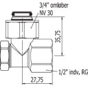 Albuekobling og avstengningsmutter 3/4” x 1/2” hylse 1 stk.