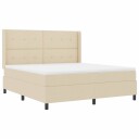  LED Box Springer Bed med madrass Krem 180 x 200 cm stoff