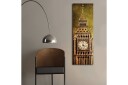 Lerretsbilde med LED belysning 90x30 cm Storslått klokketårn med detaljert arkitektur Gull / Brun / Beige