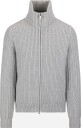 Gran Sasso Full zip rib high neck wool cashmere 48 grå herre