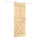 vidaXL Skyvedør Naturlig og Hvit 80 x 210 cm Massiv Furu Tre