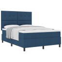  Box Spring Seng med Madrass Blå 140x200 cm Stoff