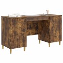 vidaXL Skrivebord med hylle Røkt Eik 142,5 x 50 x 75 cm Konstruert tre