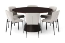 Siena spisegruppe rund 150 cm røkt eik med 6 Elsie spisestoler   Røkt eik/Beige