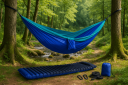 Blå hengekøye til camping