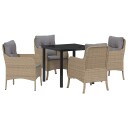 vidaXL Hage Spisegruppe 5 stk. Beige polyrotting