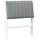  Polstret sengegavl Lysegrå 80 cm Massiv furu