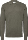 Lindbergh Ribbed L/S V Neck Poloribbed L/S V Neck Polo   ARMY   M