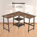 Skrivebord L Shape hjørne skrivebord med stikkontakter & amp USB porter 120 x 120 x 75 cm rustikk brun