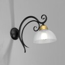 Luminex Vegglampe Flora 1 glasskjerm svart/messing