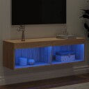  TV benker med LED lys 2 stk sonoma eik 100x30x30 cm