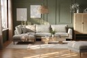 Florenz 4 seters Venstrevendt L formet Sjeselongsofa i Stoff   Grå / Beige