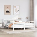  Sengeramme med hodegavl hvit 200x200 cm heltre furu 3305952