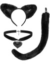 Katt Kostymesett med Ører, Hale og Choker
