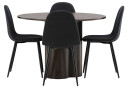 Venture Design Olivia & Polar spisegruppe Svart/mokka 4 stoler & bord 110 cm