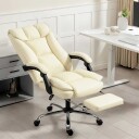 Ergonomisk kontorstol med fotstøtte kunstskinn beige/svart