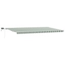 Manuell Uttrekkbar Markise med LED Grønn og Hvit 600x350 cm  Markise Erstatningsstoff for 6x3.5 m Ramme Grønn og Hvit