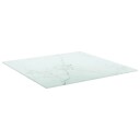  Bordplate hvit 50x50 cm 6 mm herdet glass med marmor design