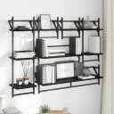  Vegghyllesett 6 pcs Svart Eik 100 x 25 x 30 cm Konstruert tre
