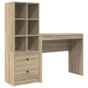  Skrivebord med lagring 2 pcs Sonoma eik 90 x 40 x 76 cm