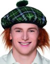 Grønn Beret/Skottehatt med Hår
