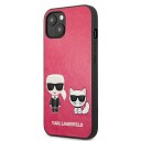 Karl Lagerfeld Ikonik Karl&Choupette mobildeksel til iPhone 13 mini - Fuchsia