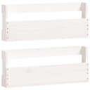 vidaXL Veggmonterte skohyller 2 stk hvit 59x9x23 cm heltre furu