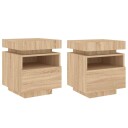  Nattbord med LED 2 stk sonoma eik 40x39x48,5 cm 8721012253735