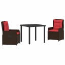 vidaXL Hage Spisegruppe 3 stk. Brun Poly rattan