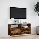  Vegghengt TV-benk med LED røkt eik 100x31x45 cm 852338