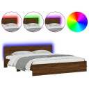 vidaXL Sengeramme med hodegavl og LED brun eik 200x200 cm 8721012248045
