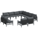  Hagesofa Set 11 pcs Antrasitt Stål