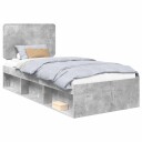  Sengestamme med hodegjerde Betonggrå 100 x 200 cm Massiv furu