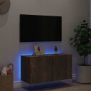 vidaXL Vegghengt TV-benk med LED røkt eik 80x35x41 cm 8721012259041
