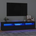  TV-benk med LED-lys svart 180x35x40 cm
