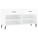 vidaXL Skobenk h?yglans hvit 102x35x55 cm konstruert tre