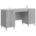 vidaXL Skrivebord med dør Grå sonoma 142,5 x 50 x 75 cm Konstruert tre