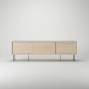 Vogue Mediabenk med Ben 180 cm White Pigmented Oak / Svart