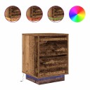  Nattskap med LED lys 2 stk gammelt tre 38x34x50 cm